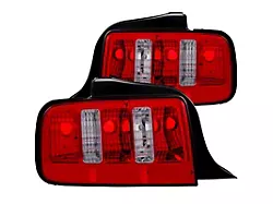 2010 Style Tail Lights; Chrome Housing; Red Lens (05-09 Mustang)