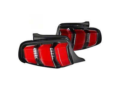 2018 Style Sequential LED Tail Lights; Satin Black Housing; Clear Lens (10-12 Mustang)