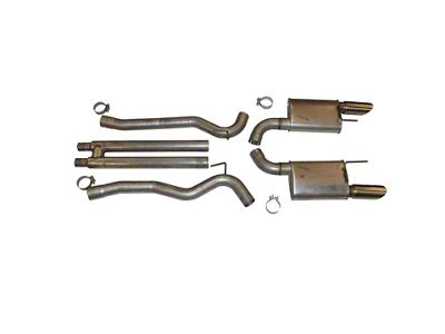 3-Inch Aluminized Cat-Back Exhaust System with Standard Turbo Mufflers, H-Pipe and Polished Tips (15-17 Mustang GT Fastback)