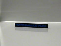 3D Printed Interior Dash Plate with Performance Pack Text; Black with Blue Text (24-25 Mustang)