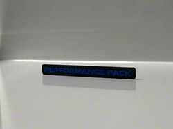 3D Printed Interior Dash Plate with Performance Pack Text; Black with Blue Text (2024 Mustang)