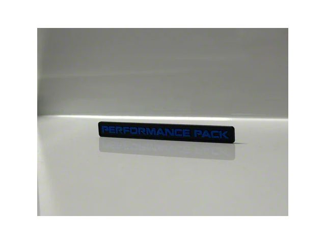 3D Printed Interior Dash Plate with Performance Pack Text; Black with Blue Text (2024 Mustang)