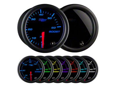 60 PSI Boost Gauge; Tinted 7 Color (Universal; Some Adaptation May Be Required)