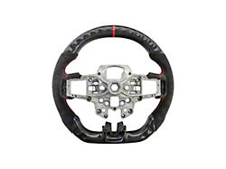 Alcantara Steering Wheel with Button Covers; Carbon Fiber with Red Stripe (15-17 Mustang)