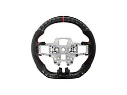 Alcantara Steering Wheel with Button Covers; Carbon Fiber with Red Stripe (18-23 Mustang w/o Heated Steering Wheel)
