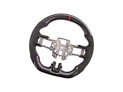 Alcantara Steering Wheel without Button Covers; Carbon Fiber with Red Stripe (15-17 Mustang)