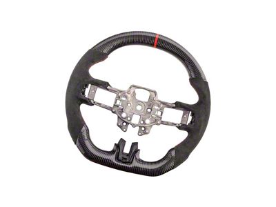 Alcantara Steering Wheel without Button Covers; Carbon Fiber with Red Stripe (15-17 Mustang)