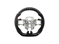 Alcantara Steering Wheel without Button Covers; Carbon Fiber with Red Stripe (18-23 Mustang w/o Heated Steering Wheel)