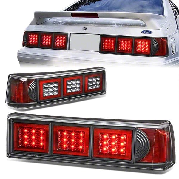 Mustang Altezza Style LED Tail Lights; Black Housing; Clear Lens (87-93 ...