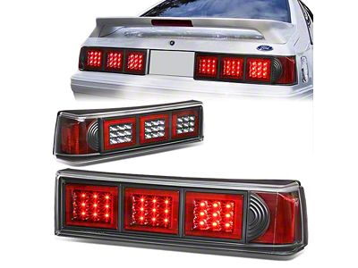 Altezza Style LED Tail Lights; Black Housing; Clear Lens (87-93 Mustang)