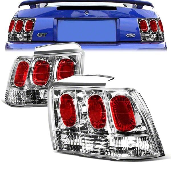 Mustang Altezza Style Tail Lights; Chrome Housing; Clear Lens (99-04 ...