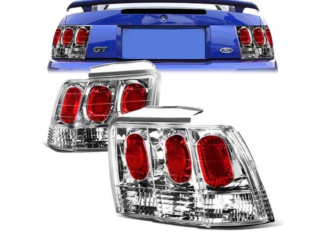Altezza Rally Lights Mustang Altezza Style Tail Lights; Chrome Housing; Clear Lens (99-04 ...