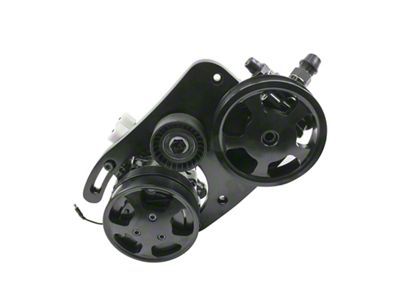 Top Street Performance Aluminum Hydraulic Power Steering Conversion Kit; Black (11-17 Mustang GT)