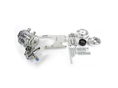 Top Street Performance Aluminum Hydraulic Power Steering Conversion Kit; Polished (11-17 Mustang GT)