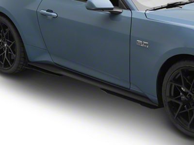 Aluminum Side Skirts; Front Only; Matte Black (15-24 Mustang, Excluding GT350 & GT500)