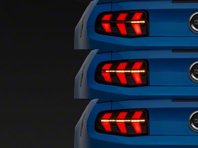 Amber Sequential LED Tail Lights; Black Housing; Smoked Lens (10-12 Mustang)