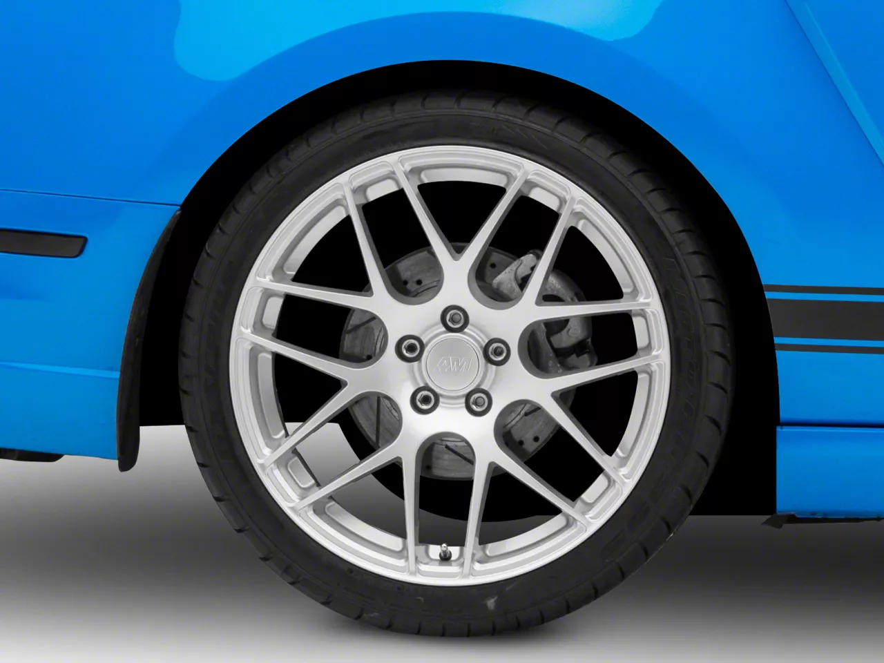 Mustang AMR Silver Wheel; Rear Only; 19x10; 48mm Offset (10 Mustang AMR Silver Wheel; Rear Only; 19x10; 48mm Offset (10