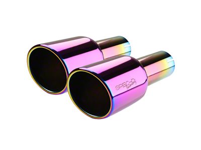 Angled Cut Round Exhaust Tips; 4-Inch; Burnt Purple Tip (Fits 2.50-Inch Tailpipe)