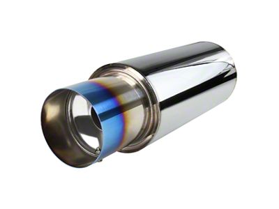 Apex N1 Style Muffler with Burnt Blue Titanium Tip; 2.50-Inch Inlet/4-Inch Outlet (Universal; Some Adaptation May Be Required)
