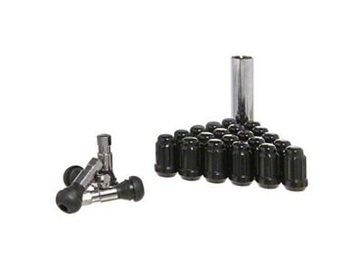 Black 6-Spline Lug Nut Kit; 1/2-Inch x 20; Set of 20 (79-14 Mustang)