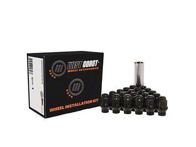 Black Acorn ET Lug Nuts; M14x1.5; Set of 24 (15-25 Mustang)