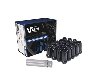 Black Acorn Spline Lug Nuts; M14x1.5; Set of 20 (15-25 Mustang)