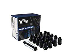 Black Acorn Spline Lug Nuts; M14x1.5; Set of 24 (15-25 Mustang)