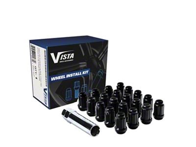 Black Acorn Spline Lug Nuts; M14x1.5; Set of 24 (15-25 Mustang)