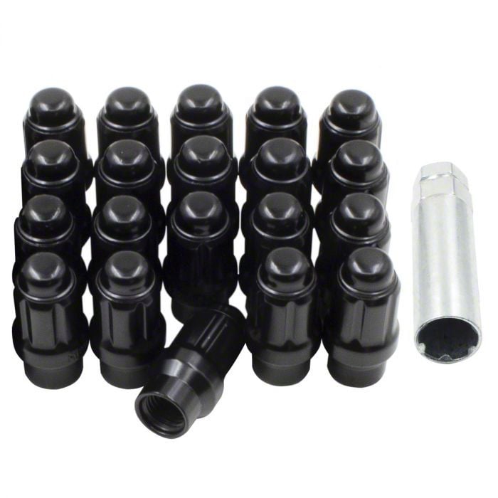 Mustang Black Chrome ET Bulge Acorn Lug Nut Kit; 1/2Inch x 20; Set of