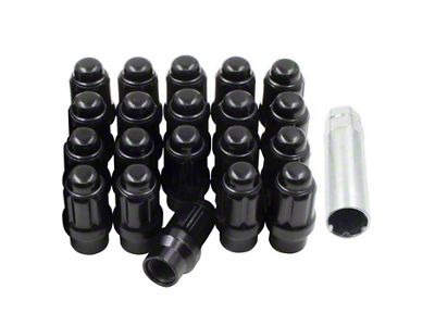 Black Chrome ET Bulge Acorn Lug Nut Kit; 1/2-Inch x 20; Set of 20 (79-14 Mustang)
