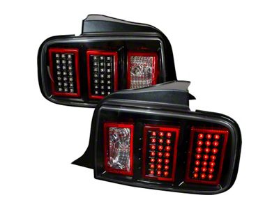 LED Tail Lights; Black Housing; Clear Lens (05-09 Mustang)