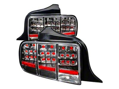 LED Tail Lights; Black Housing; Clear Lens (05-09 Mustang)