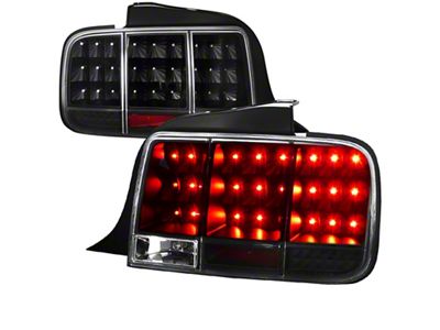 Sequential LED Tail Lights; Matte Black Housing; Clear Lens (05-09 Mustang)