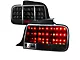 Sequential LED Tail Lights; Matte Black Housing; Clear Lens (05-09 Mustang)