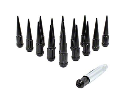 Black Spike Lug Nut Kit; 1/2-Inch x 20; Set of 20 (79-14 Mustang)