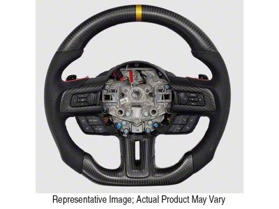 Blue Carbon Fiber and Alcantara Steering Wheel with Blue Stitching and Black Stripe (15-23 Mustang w/o Heated Steering Wheel, Excluding GT500)