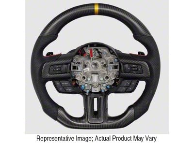 Blue Carbon Fiber and Black Leather Steering Wheel with Blue Stitching and Black Stripe (15-23 Mustang w/o Heated Steering Wheel, Excluding GT500)