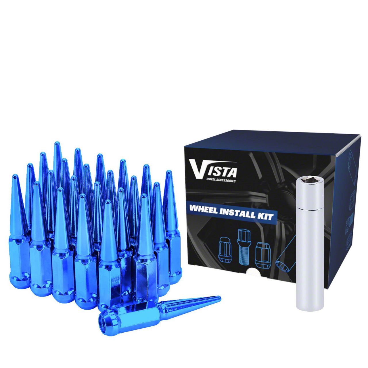 thumbnail image 2 of AVNPerformance 20x Chrome Spike Lug Nuts + Anti-Theft Key – 1/2-20 Thread – Fits 5x4.5 / 5x114.3 2 of 4