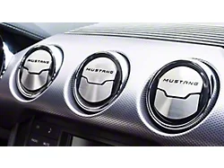 Brushed A/C Vent Trim with Mustang Lettering; Brushed Black (15-23 Mustang)