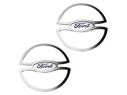 Brushed Lower Door Speaker Trim with Ford Oval Logo; Blue (10-14 Mustang)