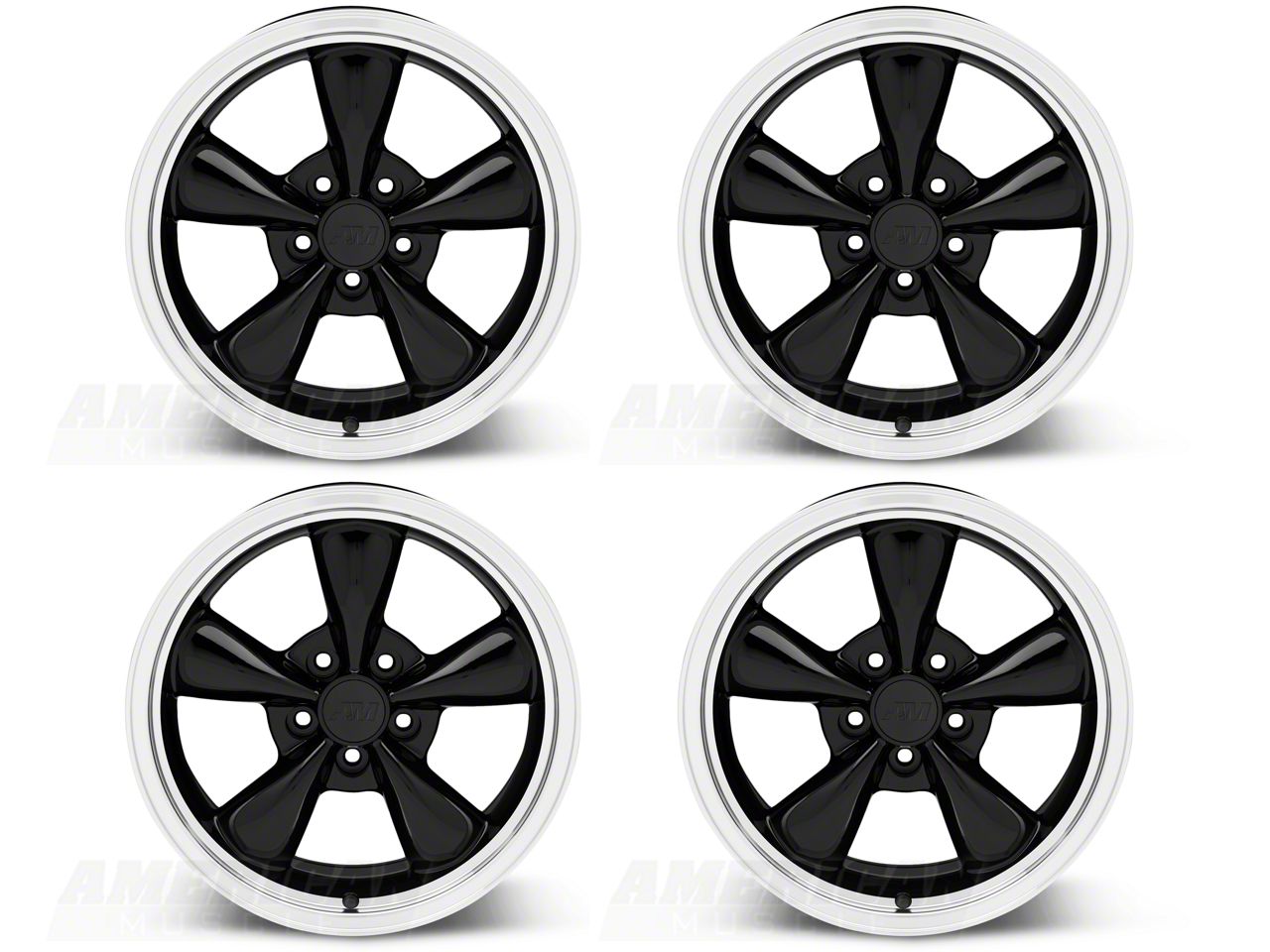 Mustang Bullitt Gloss Black 4-Wheel Kit; 17x9; 30mm Offset