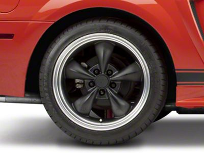 Bullitt Deep Dish Matte Black Wheel; Rear Only; 18x10; 24mm Offset (99-04 Mustang)