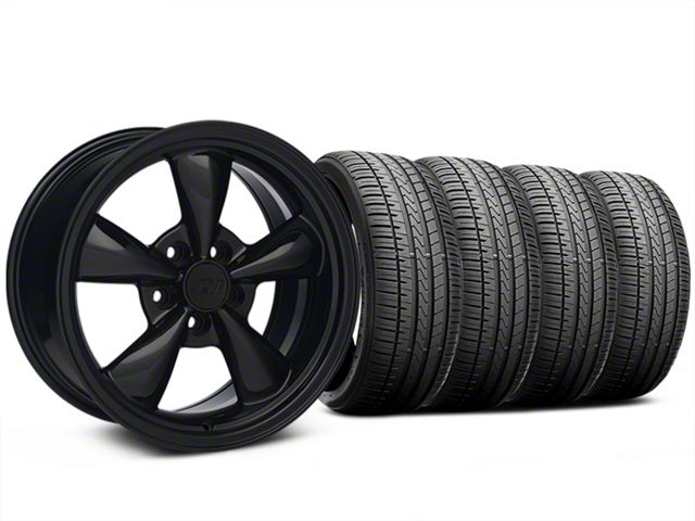 Bullitt Solid Black Wheel and Falken Azenis FK510 Performance Tire Kit; 17x9 (87-93 Mustang w/ 5-Lug Conversion)