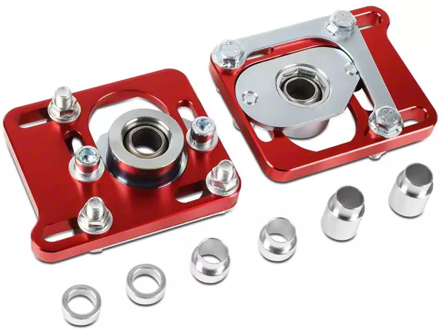 Camber Caster Plates; Red (94-04 Mustang)