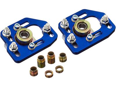 Adjustable Camber Caster Plates; Blue (90-93 Mustang)