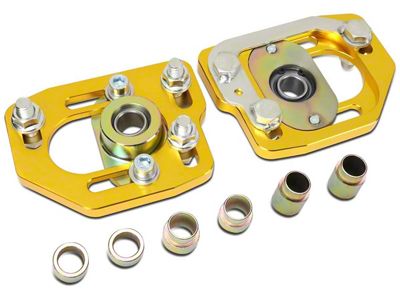 Adjustable Camber Caster Plates; Gold (90-93 Mustang)