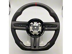 Mintz Garage Carbon Fiber and Black Leather Custom Steering Wheel with Red Stitching and Red Stripe (10-14 Mustang)