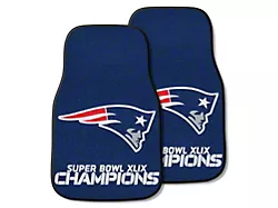 Carpet Front Floor Mats with New England Patriots 2015 Super Bowl XLIX Champions Logo; Navy (Universal; Some Adaptation May Be Required)