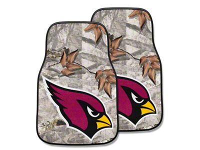 Carpet Front Floor Mats with Arizona Cardinals Logo; Camo (Universal; Some Adaptation May Be Required)