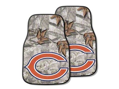 Carpet Front Floor Mats with Chicago Bears Logo; Camo (Universal; Some Adaptation May Be Required)